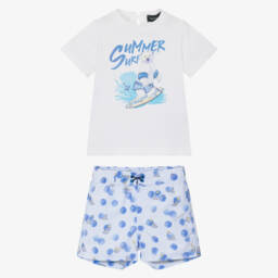 Monnalisa-Boys Surf Blue Shorts Ensemble | Childrensalon Outlet