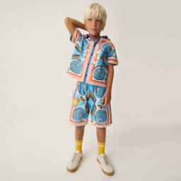 Monnalisa-Boys Tennis Motif Blue Shorts | Childrensalon Outlet