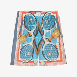 Monnalisa-Boys Tennis Motif Blue Shorts | Childrensalon Outlet