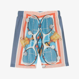 Monnalisa-Boys Tennis Motif Blue Shorts | Childrensalon Outlet
