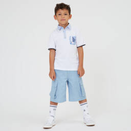 Monnalisa-Boys White Cotton Polo Shirt | Childrensalon Outlet