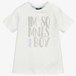 Monnalisa-Boys White Cotton T-Shirt | Childrensalon Outlet