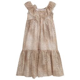 Monnalisa-Cotton Leopard Maxi Dress  | Childrensalon Outlet