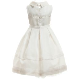 Monnalisa Chic-Couture Cream Satin Dress with Diamanté Trim | Childrensalon Outlet