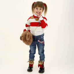 Monnalisa-Dark Blue Denim Bear Jeans | Childrensalon Outlet