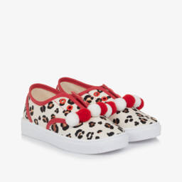 Monnalisa-Girls Beige Canvas Wild Step Sneakers | Childrensalon Outlet