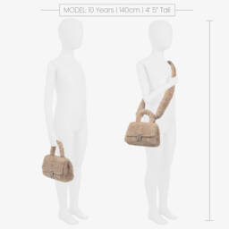 Monnalisa-Girls Beige Furry Handbag 22cm | Childrensalon Outlet