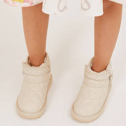 موناليزا-بوت فرو صناعي لون بيج للبنات | Childrensalon Outlet