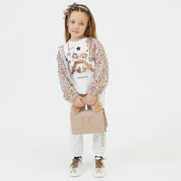 Monnalisa-Girls Beige Leopard Zip-Up Top | Childrensalon Outlet