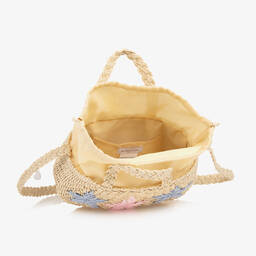 Monnalisa-Girls Beige Star Straw Bag (30cm) | Childrensalon Outlet