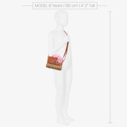 Monnalisa-Girls Beige Straw Blossom Handbag | Childrensalon Outlet