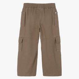 Monnalisa-Girls Beige Wide-Leg Cargo Trousers | Childrensalon Outlet