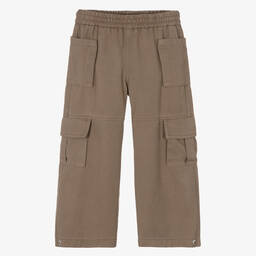 Monnalisa-Girls Beige Wide-Leg Cargo Trousers | Childrensalon Outlet