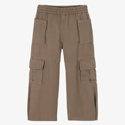 Monnalisa-Girls Beige Wide-Leg Cargo Trousers | Childrensalon Outlet