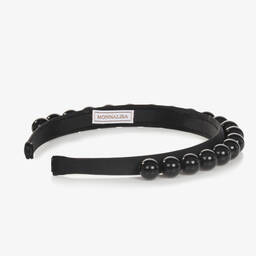 Monnalisa-Girls Black Beaded Hairband | Childrensalon Outlet