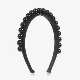 Monnalisa-Girls Black Beaded Hairband | Childrensalon Outlet
