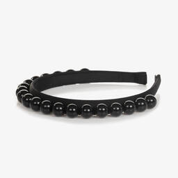 Monnalisa-Girls Black Beaded Hairband | Childrensalon Outlet
