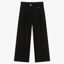 Monnalisa Chic-Girls Black Belted Wide Leg Trousers | Childrensalon Outlet