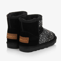 Monnalisa-Черные замшевые полусапожки со стразами | Childrensalon Outlet