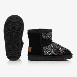Monnalisa-Черные замшевые полусапожки со стразами | Childrensalon Outlet