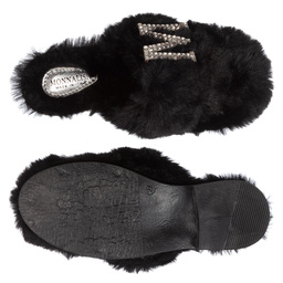 Monnalisa-Girls Black Faux Fur Mules | Childrensalon Outlet