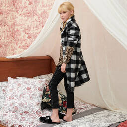 Monnalisa-Girls Black Faux Fur Mules | Childrensalon Outlet