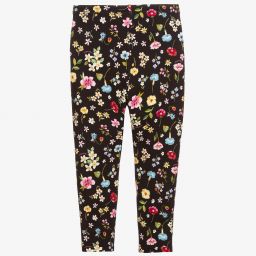 Monnalisa-Girls Black Floral Leggings | Childrensalon Outlet