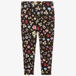Monnalisa-Girls Black Floral Leggings | Childrensalon Outlet
