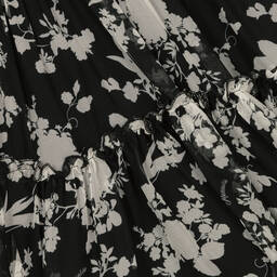 Monnalisa-Girls Black Floral Logo Dress  | Childrensalon Outlet
