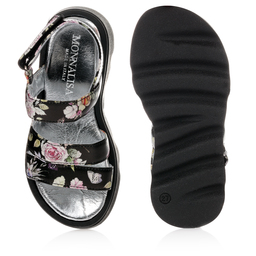 Monnalisa-Girls Black Floral Sandals | Childrensalon Outlet