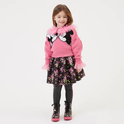 Monnalisa-Черная юбка с цветами для девочек | Childrensalon Outlet