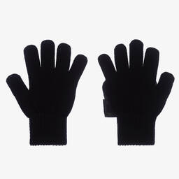 Monnalisa-Черные вязаные перчатки с золотистыми деталями | Childrensalon Outlet