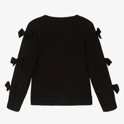 Monnalisa Chic-Girls Black Knitted Bow Cardigan | Childrensalon Outlet