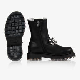 موناليزا-بوت جلد لون أسود للبنات | Childrensalon Outlet