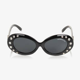 Monnalisa-Girls Black Oval Diamanté Sungalsses | Childrensalon Outlet