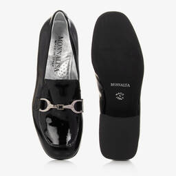 Monnalisa-Черные лоферы из лакированной кожи | Childrensalon Outlet