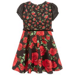 Monnalisa Chic-Girls Black & Red Jersey Dress | Childrensalon Outlet