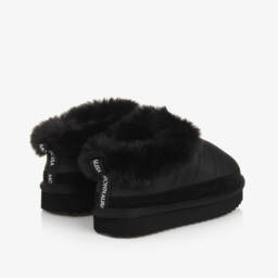 Monnalisa-Girls Black Ripstop Faux Fur Booties | Childrensalon Outlet
