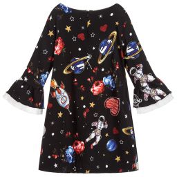 Monnalisa-Girls Black Space Dress | Childrensalon Outlet