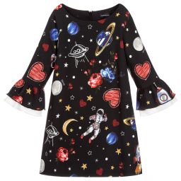 Monnalisa-Girls Black Space Dress | Childrensalon Outlet