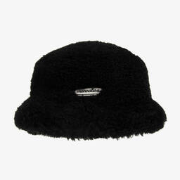 Monnalisa-Girls Black Teddy Fleece Hat | Childrensalon Outlet