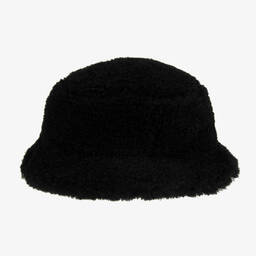 Monnalisa-Girls Black Teddy Fleece Hat | Childrensalon Outlet