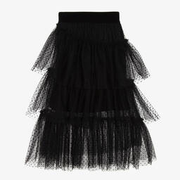 Monnalisa Шик-Черная юбка из тюля в горошек | Childrensalon Outlet