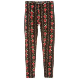 Monnalisa Chic-Girls Black Velour Leggings | Childrensalon Outlet