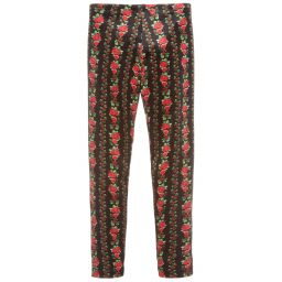 Monnalisa Chic-Girls Black Velour Leggings | Childrensalon Outlet