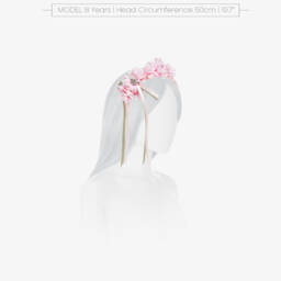 Monnalisa-Girls Blossom-Embellished Pink Headband | Childrensalon Outlet