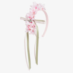 Monnalisa-Girls Blossom-Embellished Pink Headband | Childrensalon Outlet