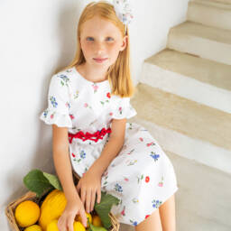 Monnalisa-Платье из атласного твила с цветочным узором для девочек | Childrensalon Outlet