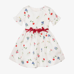 Monnalisa-Платье из атласного твила с цветочным узором для девочек | Childrensalon Outlet