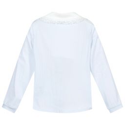Monnalisa-Голубая блузка из хлопка для девочек | Childrensalon Outlet